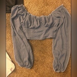 Blue Off-Shoulder Blouse